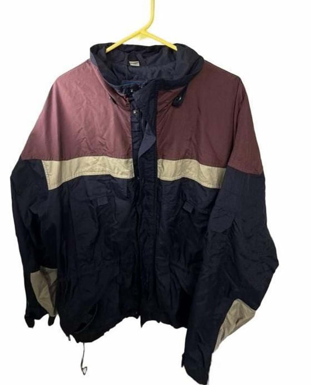Points North Men’s XL Colorblock Nylon Windbreaker Jacket Vintage Style Outdoor